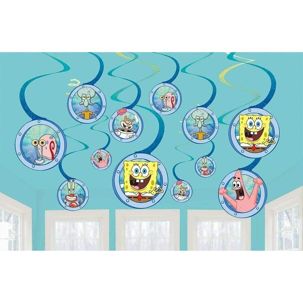 Sponge Bob Hanging Swirl Decorations Birthday Party Supplies 12 Piece New