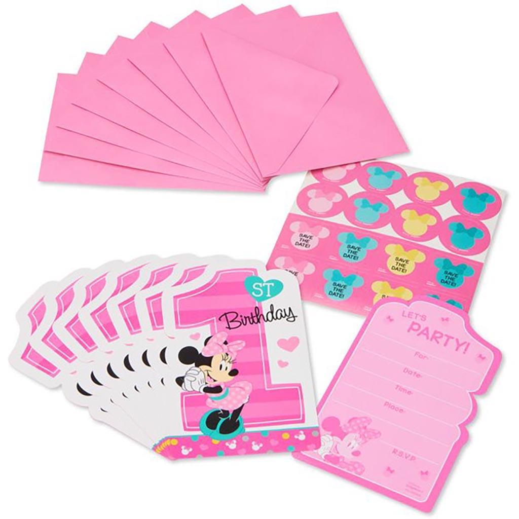 Minnie Mouse 1st First Birthday Invitations Save The Date Party Supplies 8 Count