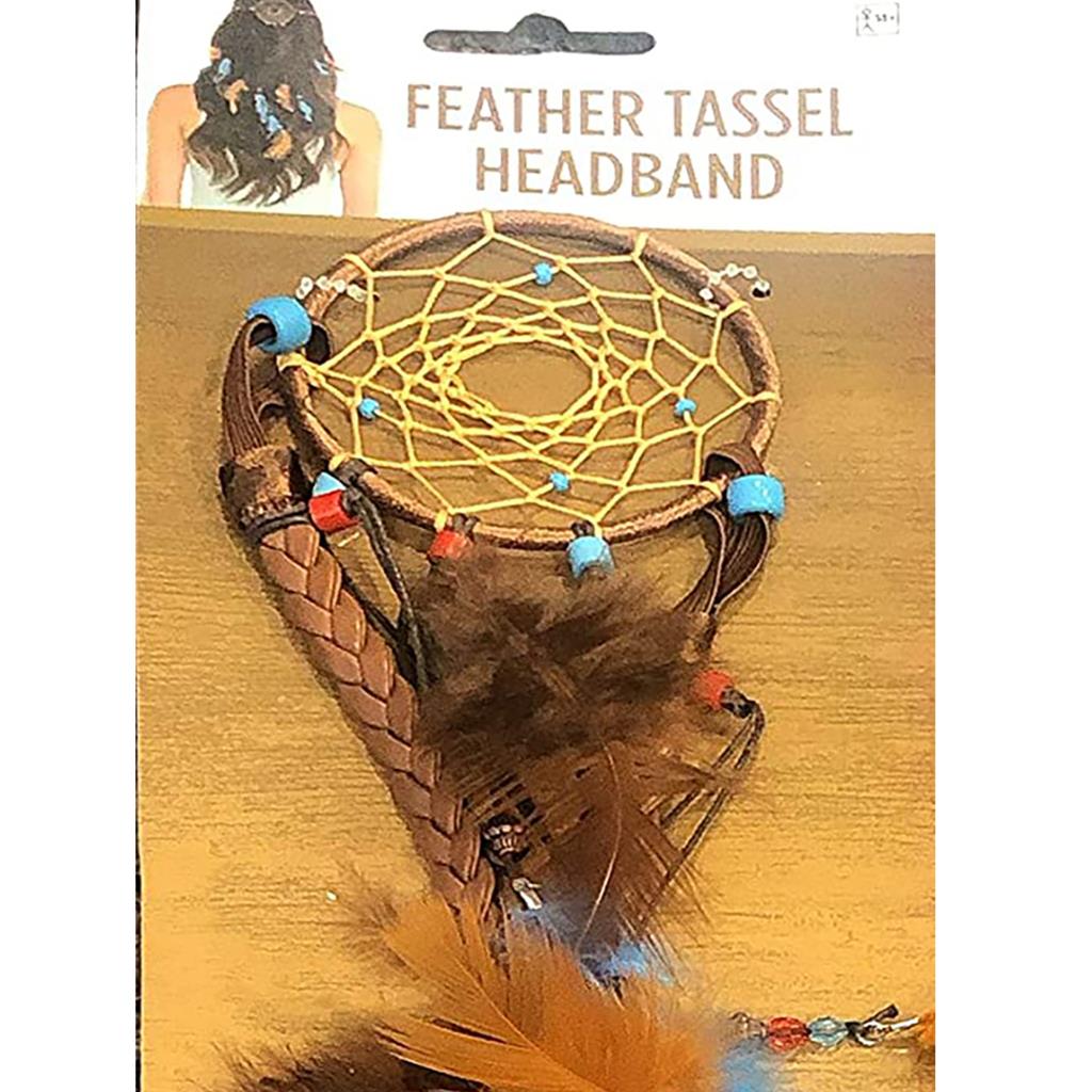 Feather Tassel Headband Dream Catcher Style Blue Brown Birthday Dress Up New