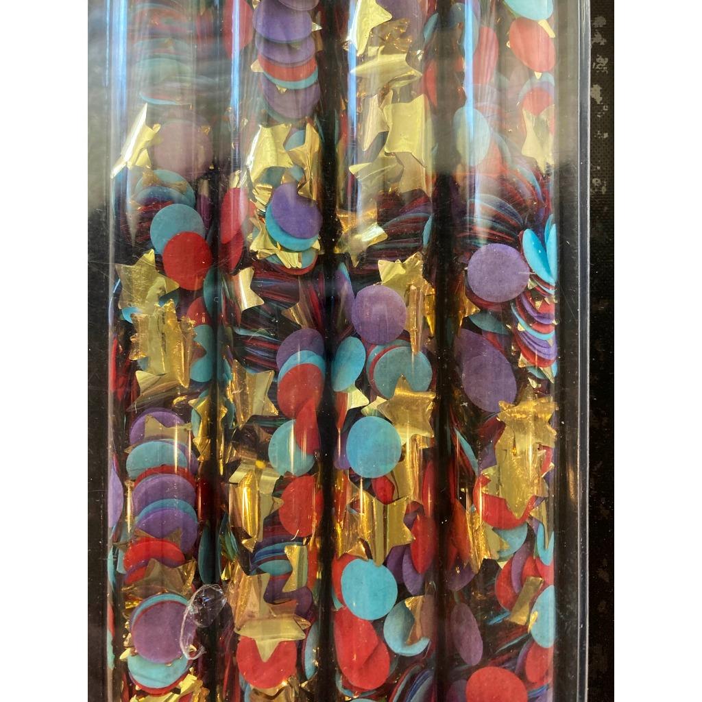 Paper Confetti in Tubes Multicolor with Shimmer Stars 4 Pack Party Supplies New