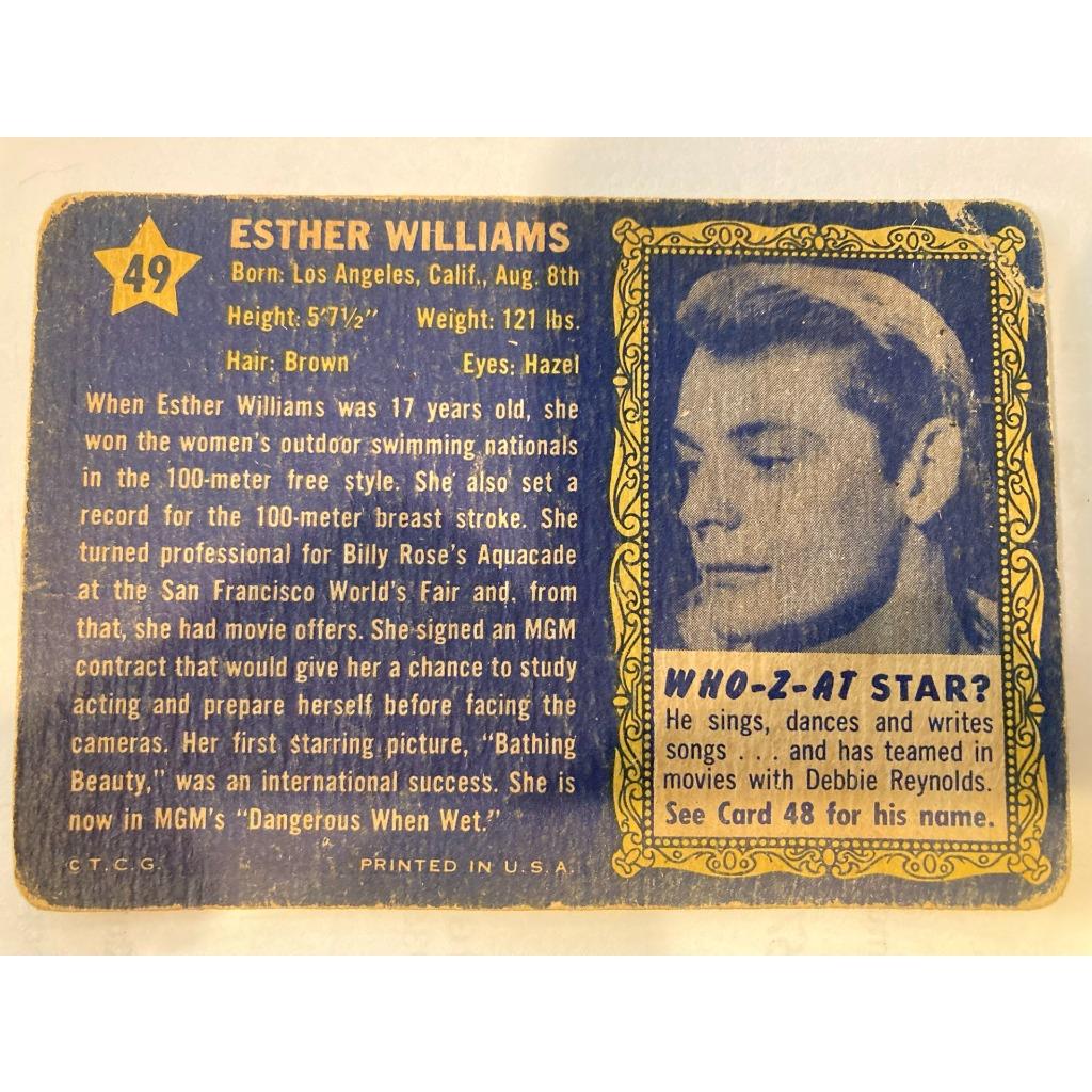 Vintage Movie Star Trading Cards Barry Sullivan Ester Williams Carleton Carpente