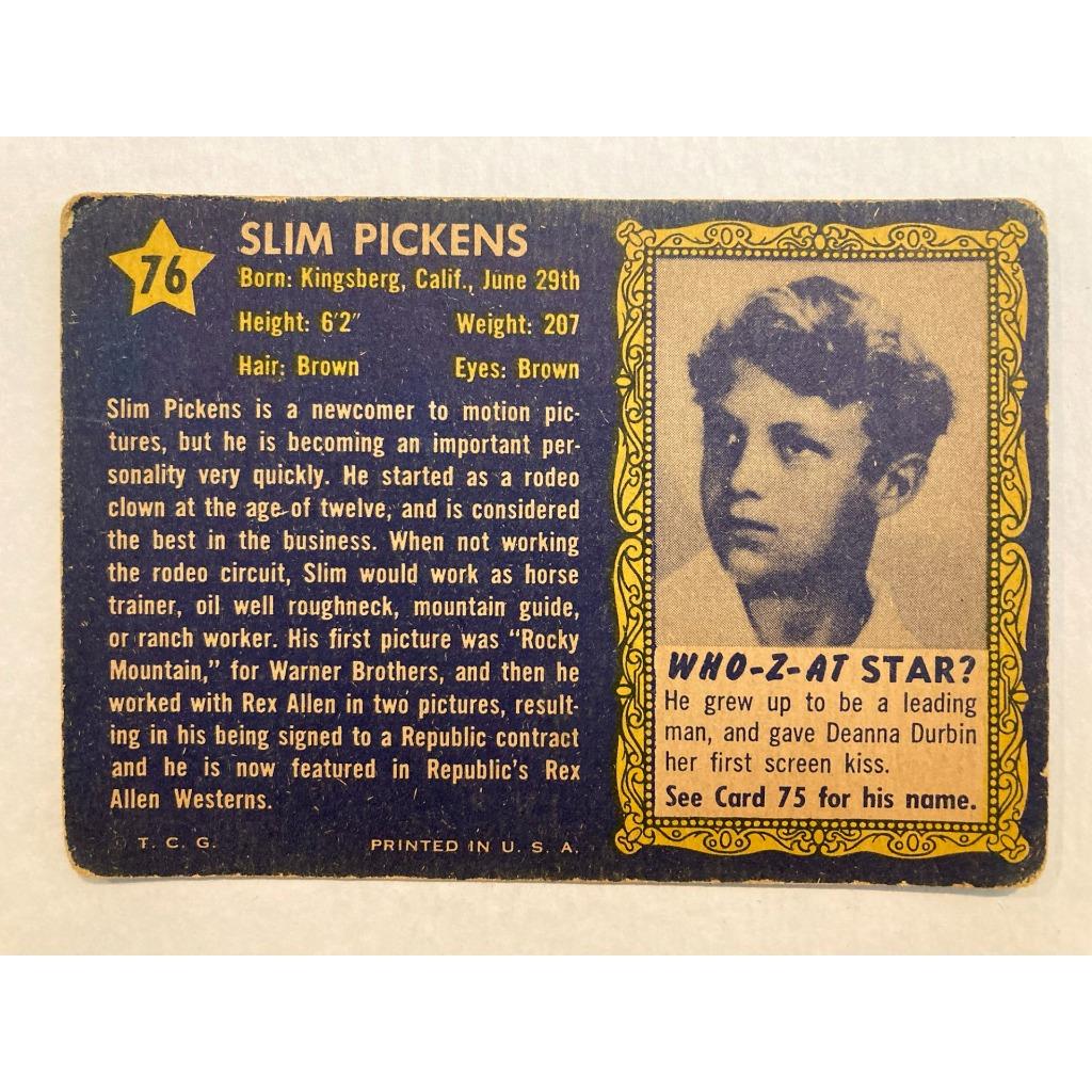 Vintage Movie Star Trading Cards Morris Pickens Brady Buddy Baer Set of 4