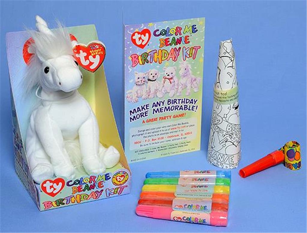 Color Me Beanie Unicorn Birthday BBOC Kit Ty Beanie Baby MWMT Collectible Retire
