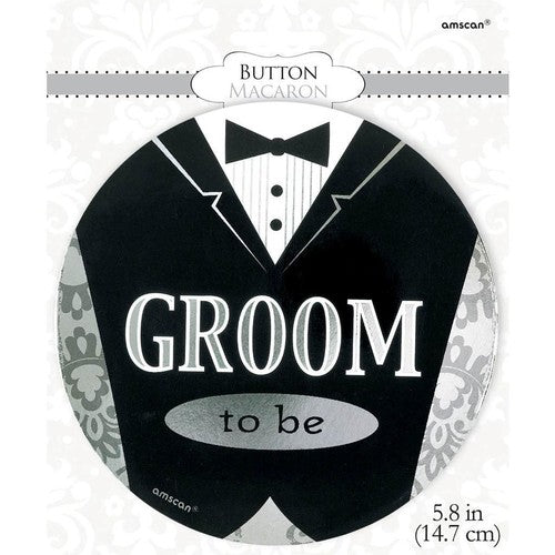 Jumbo Groom To Be Award Button with Pin Back 5.8" Round Wedding Bridal New