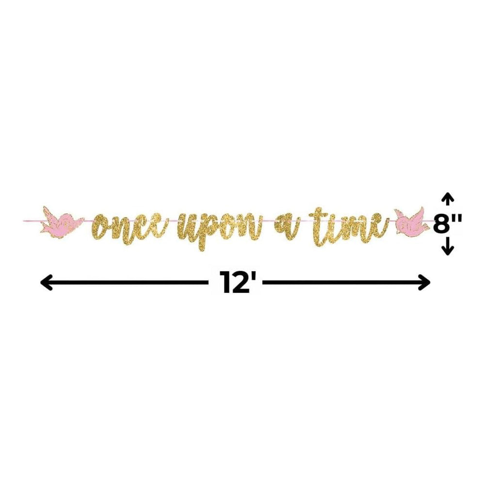 Once Upon A Time Gold Disney Princess Glitter Banner Birthday Party Decorations