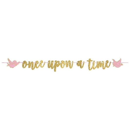 Once Upon A Time Gold Disney Princess Glitter Banner Birthday Party Decorations
