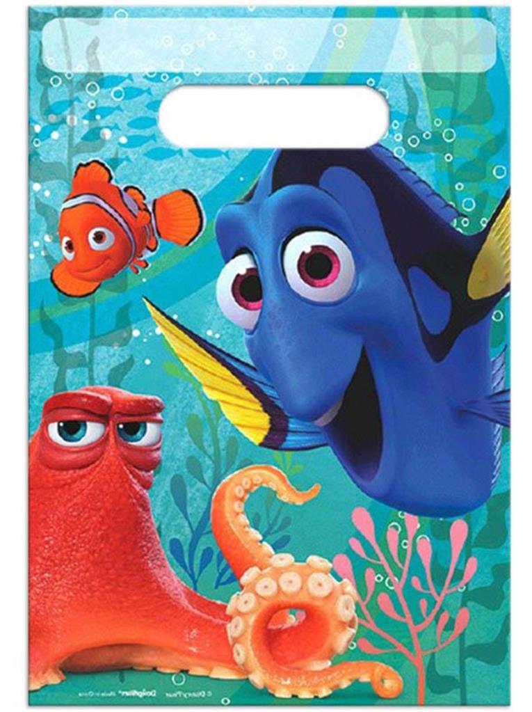 Finding Dory Party Favor Plastic Treat Loot Bags Birthday Supplies 8 Per Package