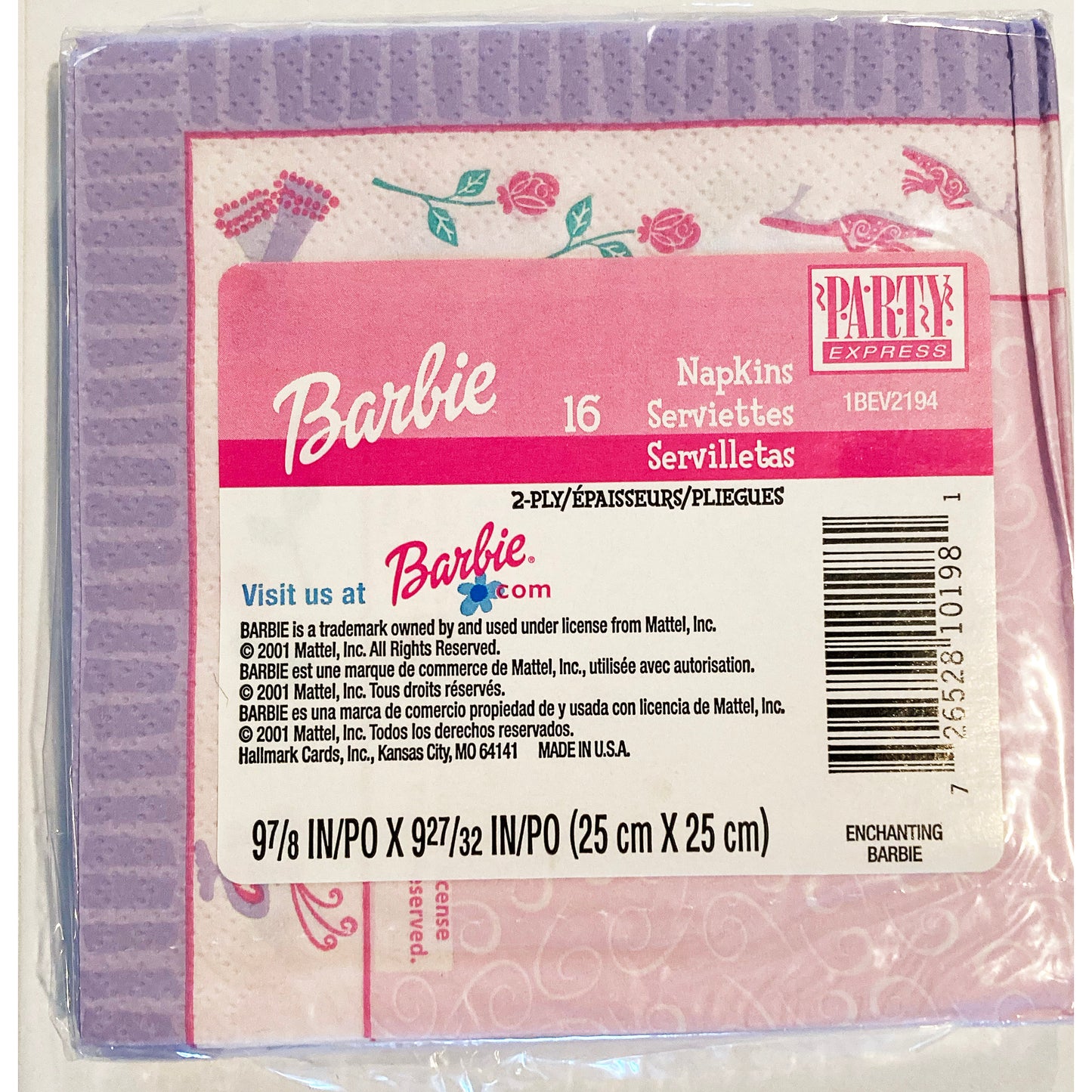 Hallmark Barbie Dessert Napkins Kids Pink Party Decor Theme Birthday - 16 Ct