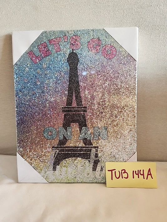 Let's Go On An Adventure Canvas Glitter Wall Art Paris