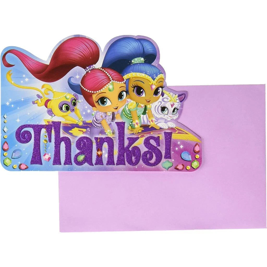 Shimmer & Shine™ Thank You Cards Birthday Party Supplies 8 Per Package