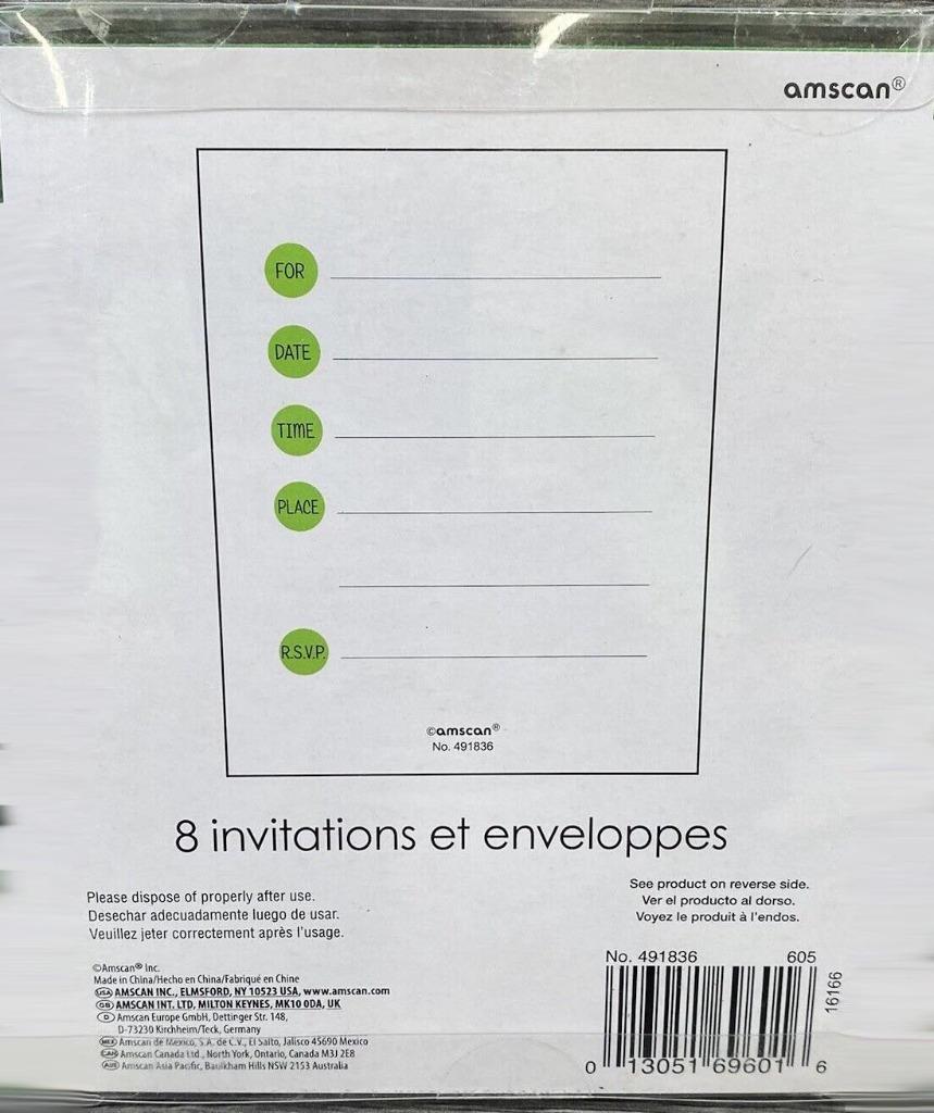 LET'S PARTY Invitations and Envelopes Birthday Party Invites 8 Per Package New