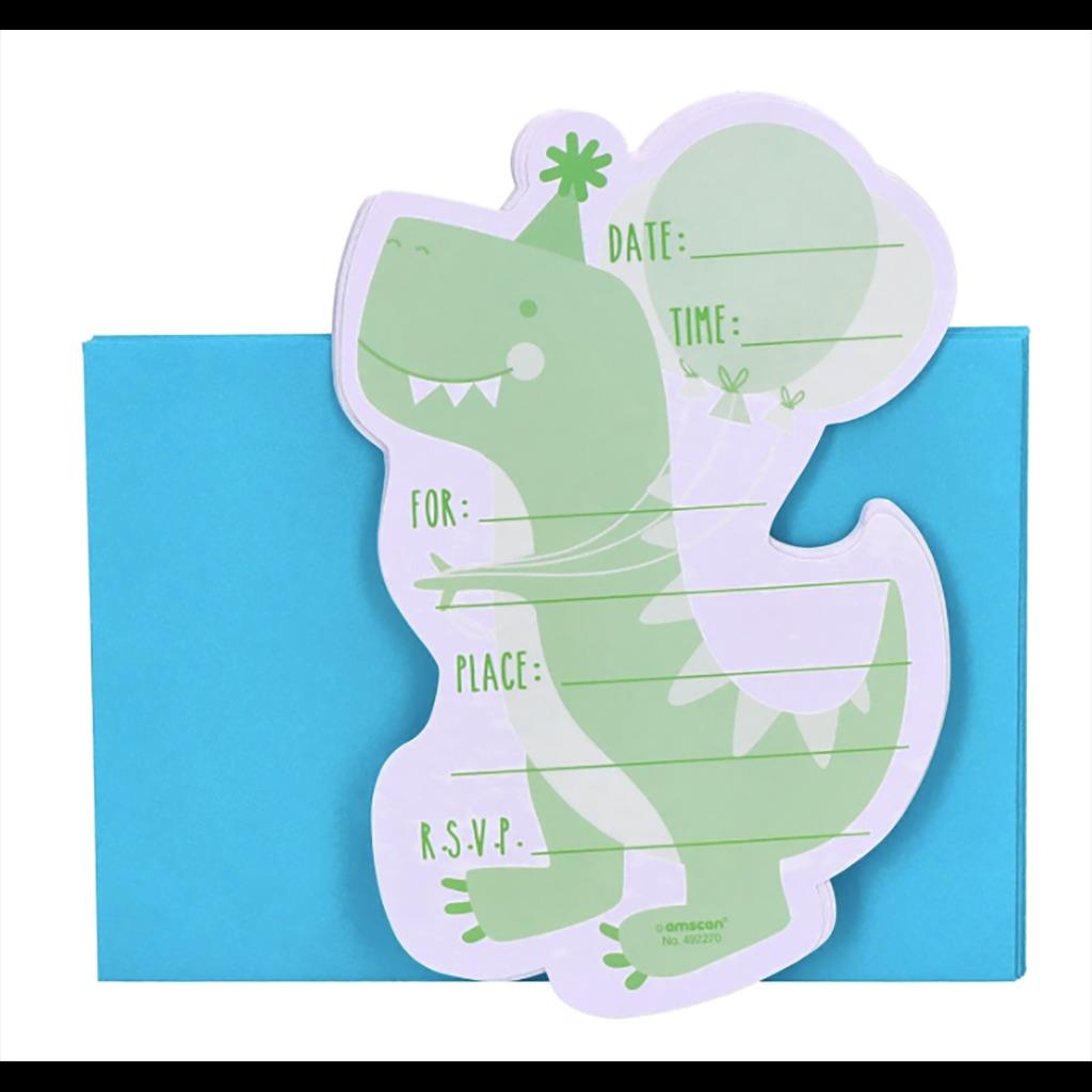 Happy Dinosaur Dino-Mite Invitations Party Supplies Save The Date Invites 8ct