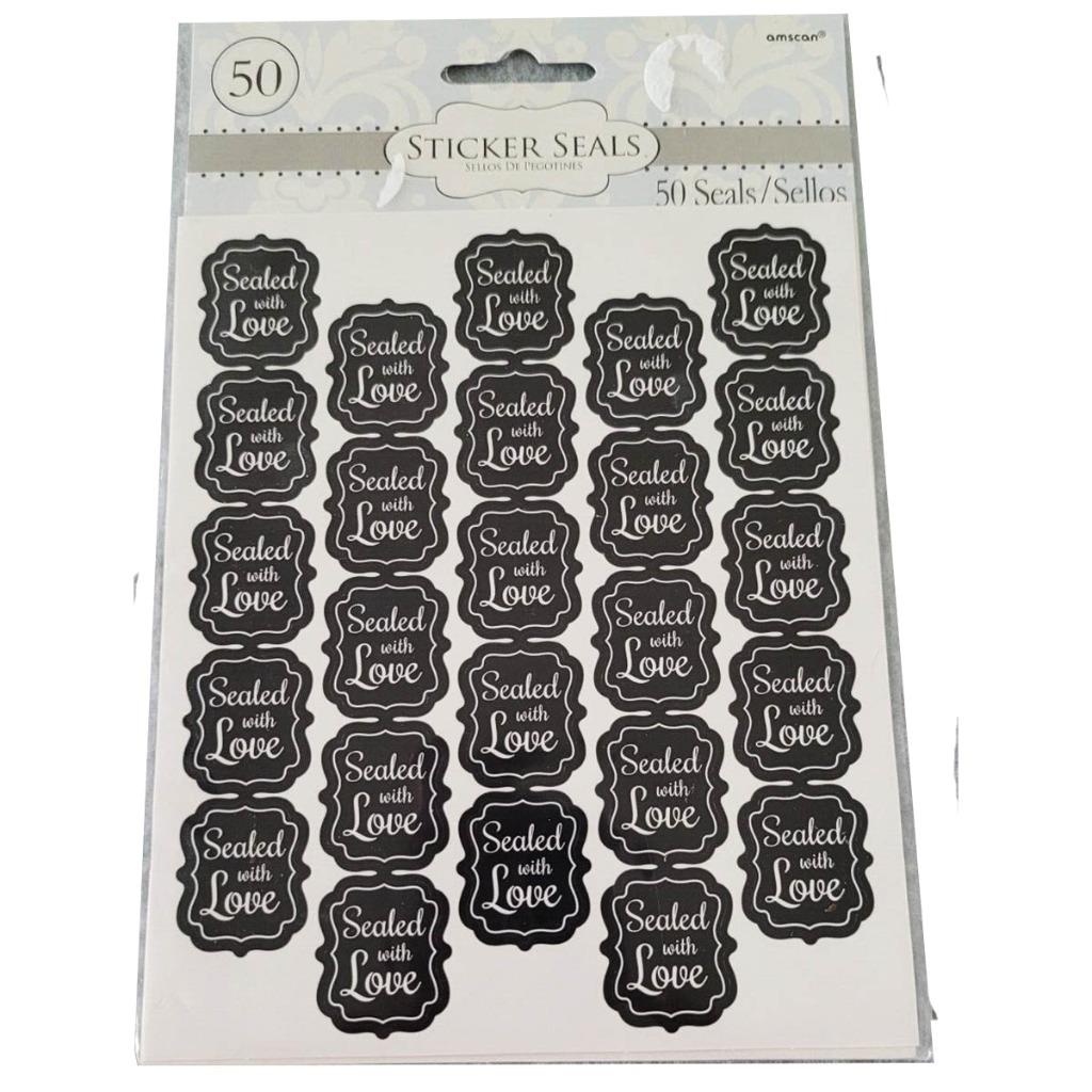 Sealed With Love Sticker Seals Chalkboard Style Wedding or Baby Party 50 Count