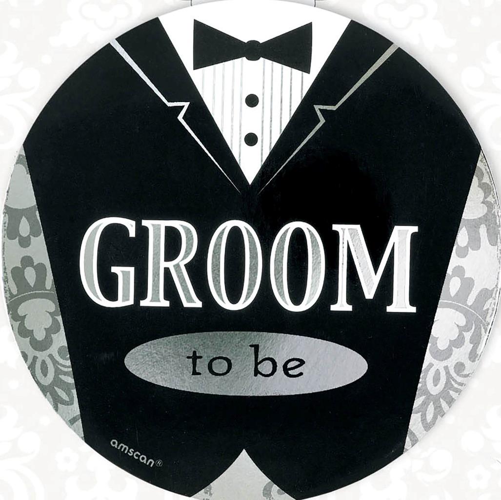 Jumbo Groom To Be Award Button with Pin Back 5.8" Round Wedding Bridal New