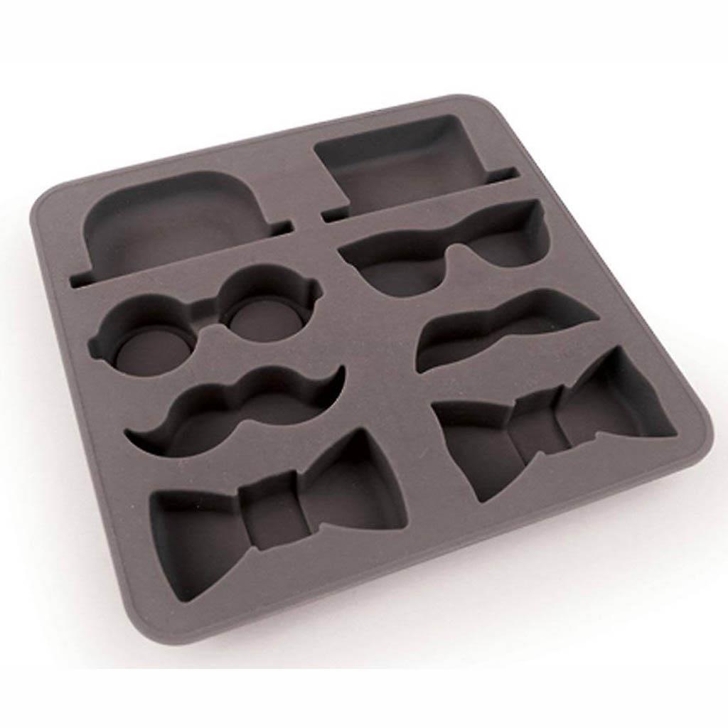 Gentlemans Dapper Ice Cube Tray Moustache Bowtie Glasses Silicone Party Supplies