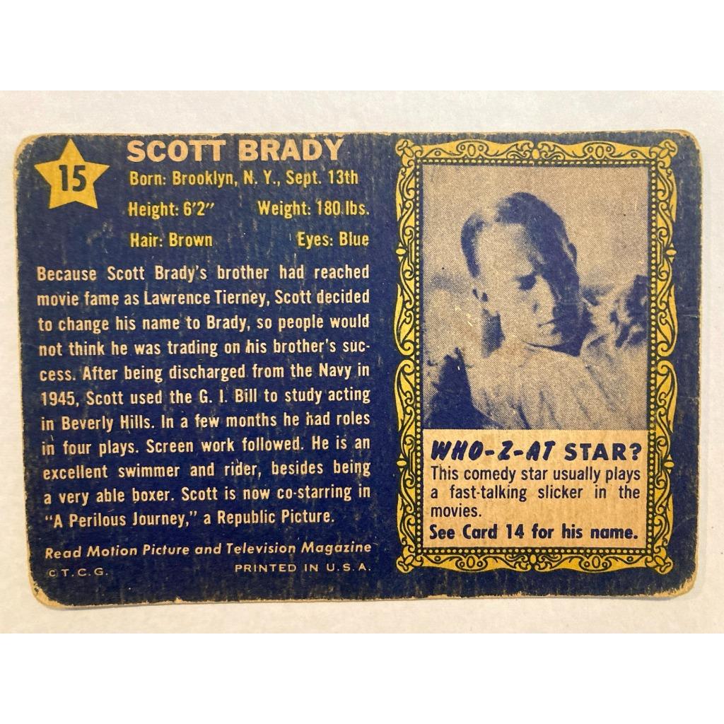 Vintage Movie Star Trading Cards Morris Pickens Brady Buddy Baer Set of 4