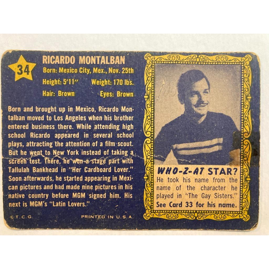 Vintage Movie Star Trading Cards Montalban Leslie Vic Damone Spencer Tracy 4