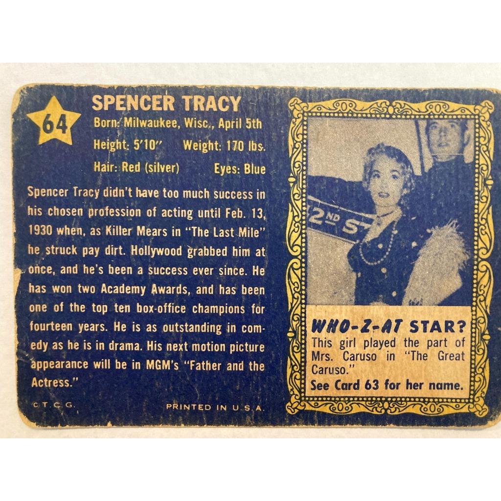 Vintage Movie Star Trading Cards Montalban Leslie Vic Damone Spencer Tracy 4