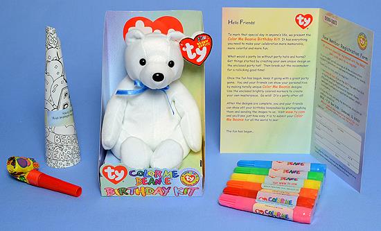 Color Me Beanie Bear Birthday BBOC Kit Ty Beanie Baby MWMT Collectible Retired
