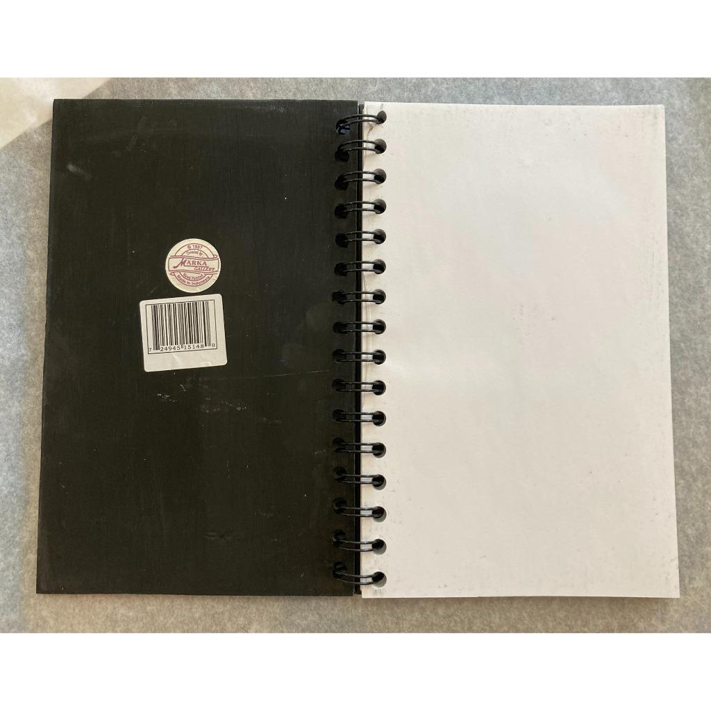 Black Art Spiral Notebook 3D Slate Front Cover by Marka Gallery Vintage