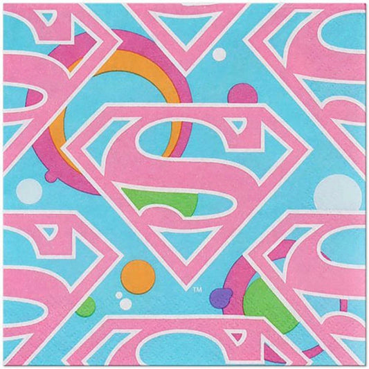 Supergirl Lunch Dinner Birthday Party Napkins Super Girl 16 Per Pkg NEW
