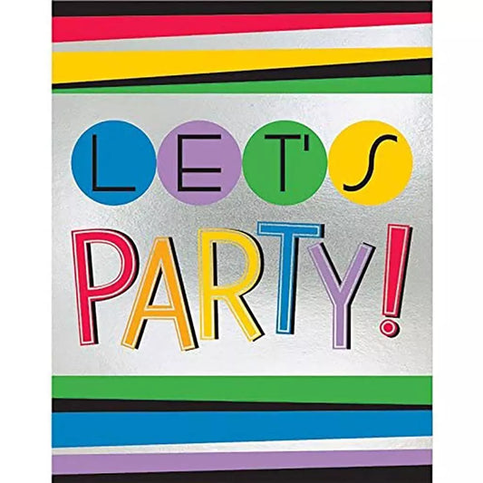 LET'S PARTY Invitations and Envelopes Birthday Party Invites 8 Per Package New