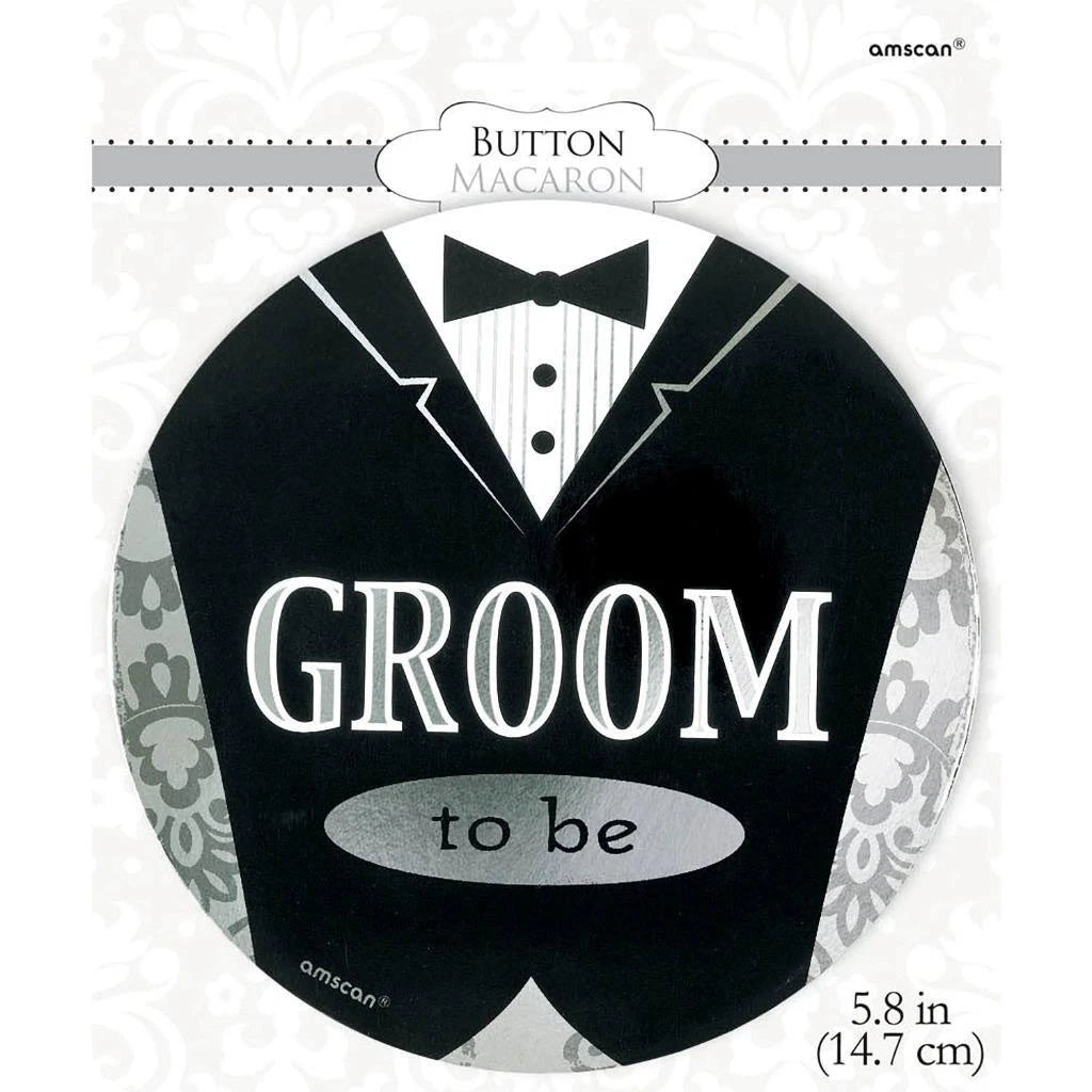 Jumbo Groom To Be Award Button with Pin Back 5.8" Round Wedding Bridal New