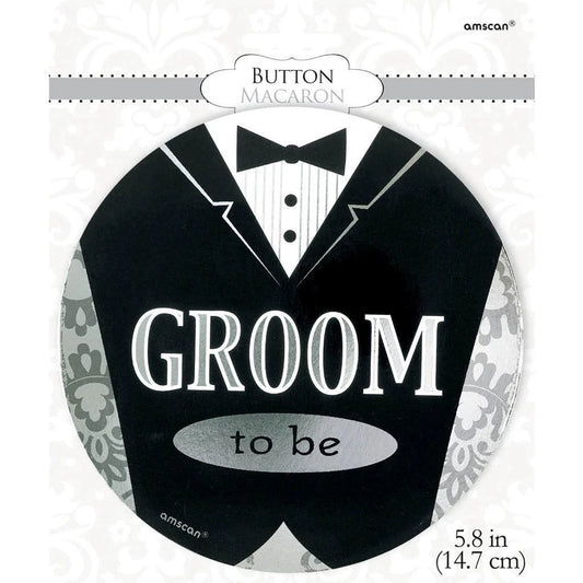Jumbo Groom To Be Award Button with Pin Back 5.8" Round Wedding Bridal New