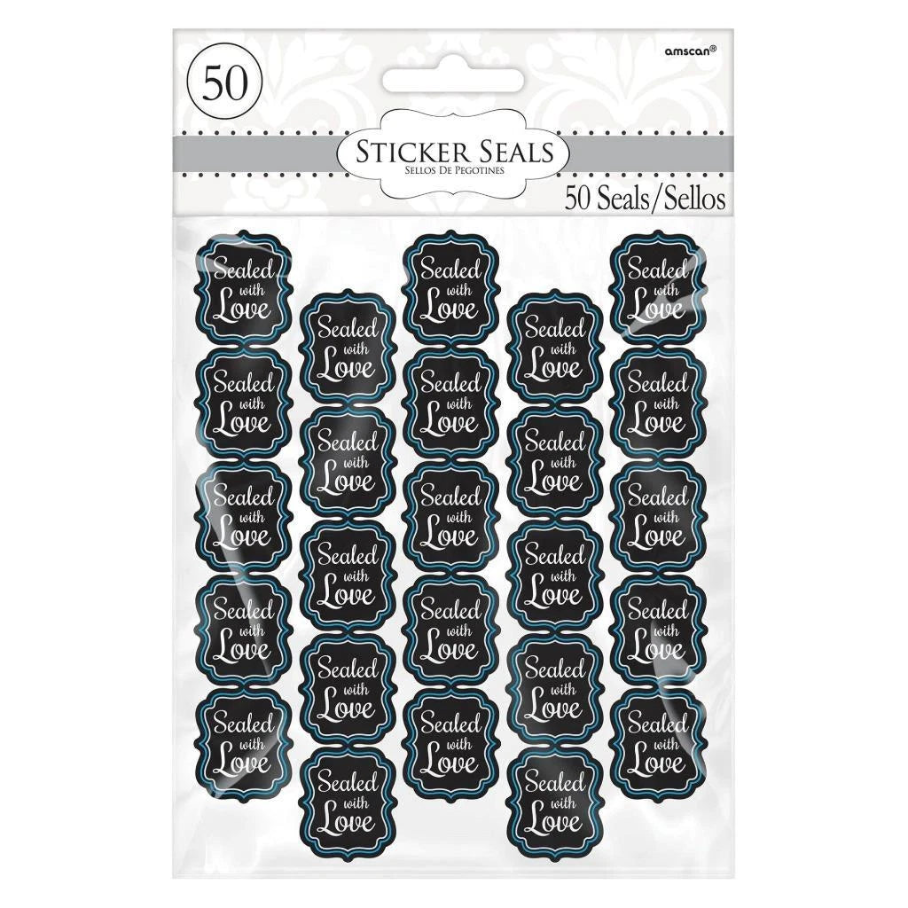 Sealed With Love Sticker Seals Chalkboard Style Wedding or Baby Party 50 Count
