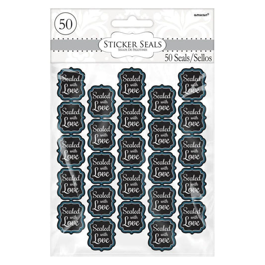 Sealed With Love Sticker Seals Chalkboard Style Wedding or Baby Party 50 Count