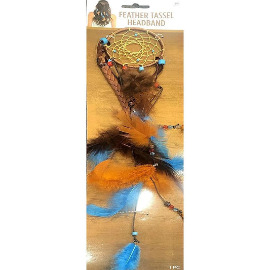 Feather Tassel Headband Dream Catcher Style Blue Brown Birthday Dress Up New