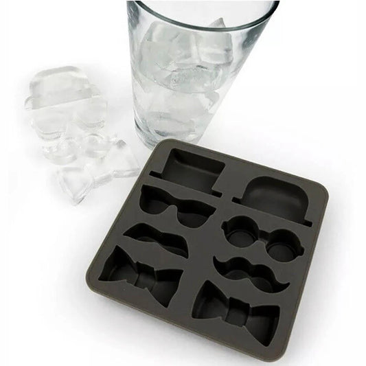 Gentlemans Dapper Ice Cube Tray Moustache Bowtie Glasses Silicone Party Supplies